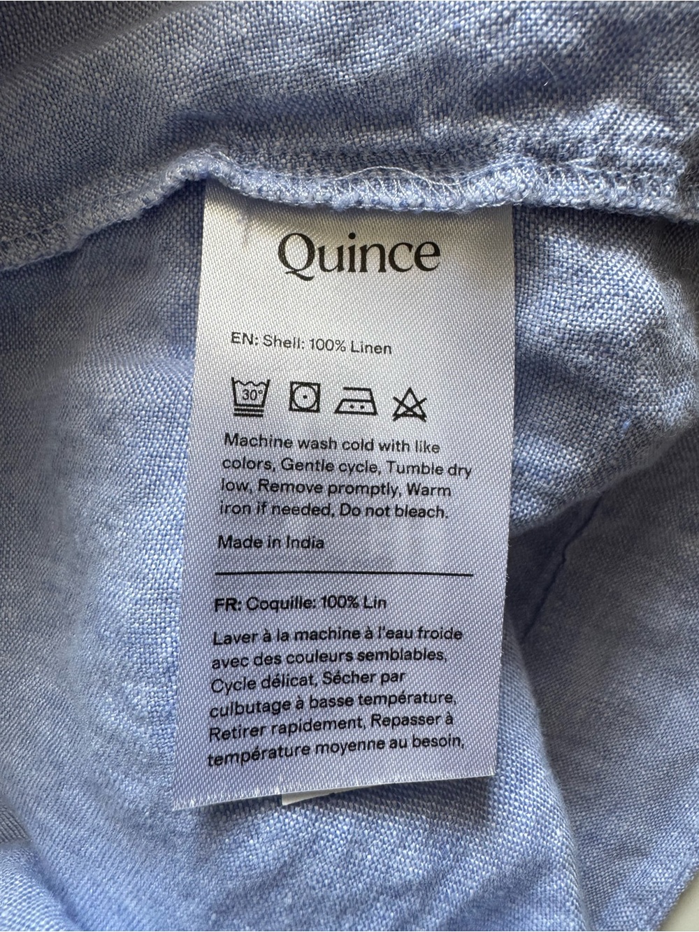 Quince European Linen Popover Mini Dress – French Blue - Picture 9 of 10